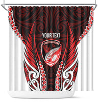 Counties Manukau 2026 Rugby Custom Shower Curtain NZ Maori Silver Fern LT14 Red - Polynesian Pride