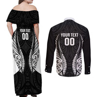 Hawke's Bay 2026 Rugby Custom Couples Matching Off Shoulder Maxi Dress and Long Sleeve Button Shirt NZ Maori Silver Fern