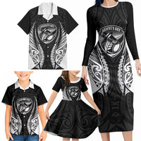 Hawke's Bay 2026 Rugby Custom Family Matching Long Sleeve Bodycon Dress and Hawaiian Shirt NZ Maori Silver Fern LT14 - Polynesian Pride