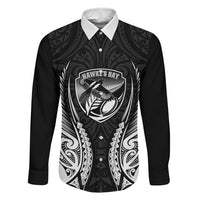Hawke's Bay 2026 Rugby Custom Family Matching Puletasi and Hawaiian Shirt NZ Maori Silver Fern LT14 Daughter's Dress Black - Polynesian Pride
