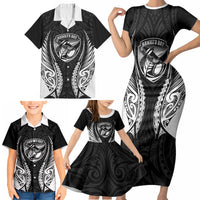 Hawke's Bay 2026 Rugby Custom Family Matching Short Sleeve Bodycon Dress and Hawaiian Shirt NZ Maori Silver Fern LT14 - Polynesian Pride