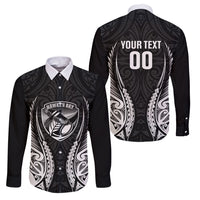 Hawke's Bay 2026 Rugby Custom Family Matching Short Sleeve Bodycon Dress and Hawaiian Shirt NZ Maori Silver Fern LT14 Dad's Shirt - Long Sleeve Black - Polynesian Pride