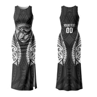 Hawke's Bay 2026 Rugby Custom Family Matching Tank Maxi Dress and Hawaiian Shirt NZ Maori Silver Fern LT14 Mom's Dress Black - Polynesian Pride