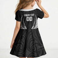 Hawke's Bay 2026 Rugby Custom Kid Short Sleeve Dress NZ Maori Silver Fern LT14 - Polynesian Pride