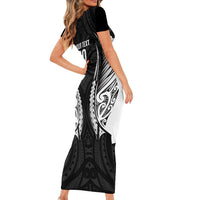 Hawke's Bay 2026 Rugby Custom Short Sleeve Bodycon Dress NZ Maori Silver Fern LT14 - Polynesian Pride