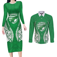 Manawatu 2026 Rugby Custom Couples Matching Long Sleeve Bodycon Dress and Long Sleeve Button Shirt NZ Maori Silver Fern