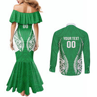 Manawatu 2026 Rugby Custom Couples Matching Mermaid Dress and Long Sleeve Button Shirt NZ Maori Silver Fern LT14 - Polynesian Pride