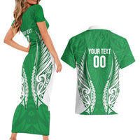 Manawatu 2026 Rugby Custom Couples Matching Short Sleeve Bodycon Dress and Hawaiian Shirt NZ Maori Silver Fern LT14 - Polynesian Pride