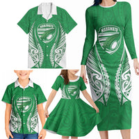 Manawatu 2026 Rugby Custom Family Matching Long Sleeve Bodycon Dress and Hawaiian Shirt NZ Maori Silver Fern LT14 - Polynesian Pride