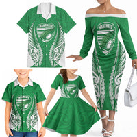 Manawatu 2026 Rugby Custom Family Matching Off The Shoulder Long Sleeve Dress and Hawaiian Shirt NZ Maori Silver Fern LT14 - Polynesian Pride