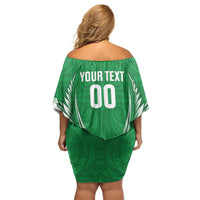 Manawatu 2026 Rugby Custom Family Matching Off Shoulder Short Dress and Hawaiian Shirt NZ Maori Silver Fern LT14 - Polynesian Pride