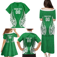 Manawatu 2026 Rugby Custom Family Matching Puletasi and Hawaiian Shirt NZ Maori Silver Fern LT14 Mom's Dress Green - Polynesian Pride
