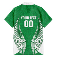 Manawatu 2026 Rugby Custom Family Matching Puletasi and Hawaiian Shirt NZ Maori Silver Fern LT14 Dad's Shirt - Long Sleeve Green - Polynesian Pride