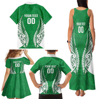 Manawatu 2026 Rugby Custom Family Matching Tank Maxi Dress and Hawaiian Shirt NZ Maori Silver Fern LT14 Mom's Dress Green - Polynesian Pride