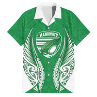 Manawatu 2026 Rugby Custom Family Matching Tank Maxi Dress and Hawaiian Shirt NZ Maori Silver Fern LT14 Dad's Shirt - Short Sleeve Green - Polynesian Pride