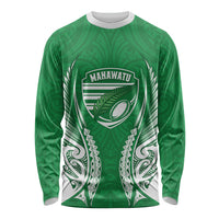 Manawatu 2026 Rugby Custom Long Sleeve Shirt NZ Maori Silver Fern LT14 Unisex Green - Polynesian Pride