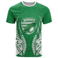 Manawatu 2026 Rugby Custom T Shirt NZ Maori Silver Fern LT14 Green - Polynesian Pride