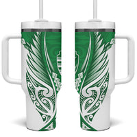 Manawatu 2026 Rugby Custom Tumbler With Handle NZ Maori Silver Fern LT14 One Size: 40 oz Green - Polynesian Pride
