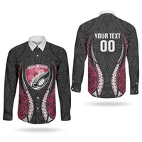 North Harbour 2026 Rugby Custom Couples Matching Off The Shoulder Long Sleeve Dress and Long Sleeve Button Shirt NZ Maori Silver Fern LT14 - Polynesian Pride