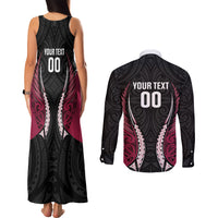 North Harbour 2026 Rugby Custom Couples Matching Tank Maxi Dress and Long Sleeve Button Shirt NZ Maori Silver Fern LT14 - Polynesian Pride