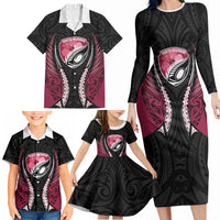 North Harbour 2026 Rugby Custom Family Matching Long Sleeve Bodycon Dress and Hawaiian Shirt NZ Maori Silver Fern LT14 - Polynesian Pride