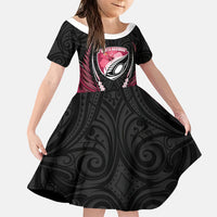 North Harbour 2026 Rugby Custom Family Matching Mermaid Dress and Hawaiian Shirt NZ Maori Silver Fern LT14 Daughter's Dress Maroon - Polynesian Pride