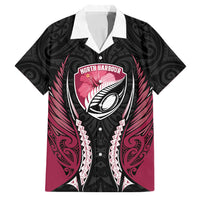 North Harbour 2026 Rugby Custom Family Matching Mermaid Dress and Hawaiian Shirt NZ Maori Silver Fern LT14 Dad's Shirt - Short Sleeve Maroon - Polynesian Pride