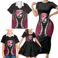 North Harbour 2026 Rugby Custom Family Matching Short Sleeve Bodycon Dress and Hawaiian Shirt NZ Maori Silver Fern LT14 - Polynesian Pride