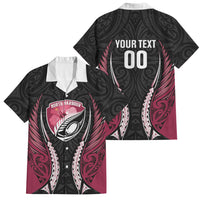 North Harbour 2026 Rugby Custom Family Matching Summer Maxi Dress and Hawaiian Shirt NZ Maori Silver Fern LT14 Dad's Shirt - Short Sleeve Maroon - Polynesian Pride