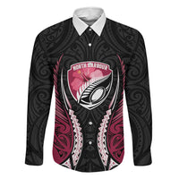 North Harbour 2026 Rugby Custom Family Matching Summer Maxi Dress and Hawaiian Shirt NZ Maori Silver Fern LT14 Daughter's Dress Maroon - Polynesian Pride