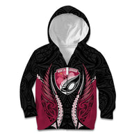 North Harbour 2026 Rugby Custom Kid Hoodie NZ Maori Silver Fern LT14 Zip Hoodie Maroon - Polynesian Pride