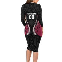 North Harbour 2026 Rugby Custom Long Sleeve Bodycon Dress NZ Maori Silver Fern