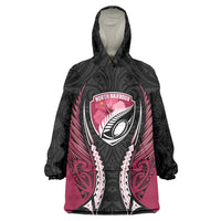 North Harbour 2026 Rugby Custom Wearable Blanket Hoodie NZ Maori Silver Fern LT14 One Size Maroon - Polynesian Pride
