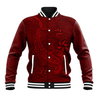 Oxblood Polynesia Baseball Jacket Hawaiian Tribal Hammerhead Shark Tattoo