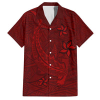 Oxblood Polynesia Family Matching Puletasi and Hawaiian Shirt Hawaiian Tribal Hammerhead Shark Tattoo LT14 Dad's Shirt - Short Sleeve Oxblood - Polynesian Pride