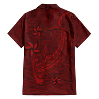 Oxblood Polynesia Family Matching Puletasi and Hawaiian Shirt Hawaiian Tribal Hammerhead Shark Tattoo LT14 - Polynesian Pride