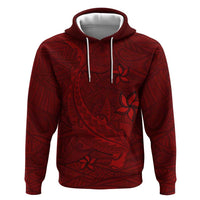 Oxblood Polynesia Hoodie Hawaiian Tribal Hammerhead Shark Tattoo