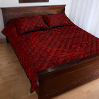 Oxblood Polynesia Quilt Bed Set Hawaiian Tribal Hammerhead Shark Tattoo