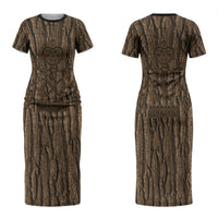 Kioranga Moriori New Zealand Couples Matching Short Sleeve Bodycon Dress and Long Sleeve Button Shirt Kopi Rakau Carving Art LT14 - Polynesian Pride
