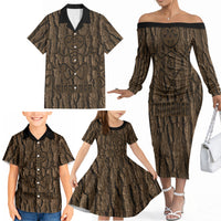 Kioranga Moriori New Zealand Family Matching Off The Shoulder Long Sleeve Dress and Hawaiian Shirt Kopi Rakau Carving Art LT14 - Polynesian Pride
