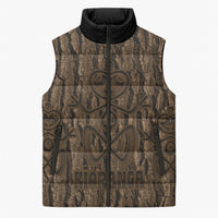 Kioranga Moriori New Zealand Sleeveless Puffer Jacket Kopi Rakau Carving Art LT14 Unisex Brown - Polynesian Pride