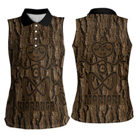 Kioranga Moriori New Zealand Women Sleeveless Polo Shirt Kopi Rakau Carving Art LT14 - Polynesian Pride