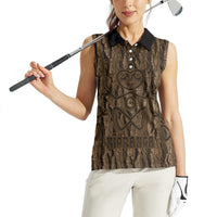 Kioranga Moriori New Zealand Women Sleeveless Polo Shirt Kopi Rakau Carving Art LT14 - Polynesian Pride