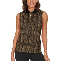 Kioranga Moriori New Zealand Women Sleeveless Polo Shirt Kopi Rakau Carving Art LT14 - Polynesian Pride