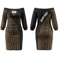 Moriori Kekoru New Zealand Personalised Couples Matching Off The Shoulder Long Sleeve Dress and Hawaiian Shirt Kopi Rakau Carving Chatham Islands Map LT14 - Polynesian Pride