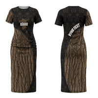 Moriori Kekoru New Zealand Personalised Couples Matching Short Sleeve Bodycon Dress and Long Sleeve Button Shirt Kopi Rakau Carving Chatham Islands Map LT14 - Polynesian Pride