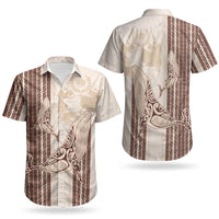 Swimming With Humpback Whales Season Tonga Couples Matching Mermaid Dress and Hawaiian Shirt Tongan Tofuaa Ngatu Pattern Brown LT14 - Polynesian Pride