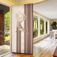 Swimming With Humpback Whales Season Tonga Door Cover Tongan Tofuaa Ngatu Pattern Brown LT14 - Polynesian Pride