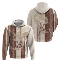 Swimming With Humpback Whales Season Tonga Hoodie Tongan Tofuaa Ngatu Pattern Brown LT14 - Polynesian Pride
