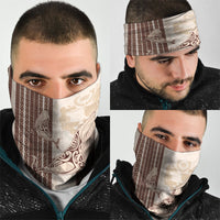 Swimming With Humpback Whales Season Tonga Neck Gaiter Tongan Tofuaa Ngatu Pattern Brown LT14 - Polynesian Pride